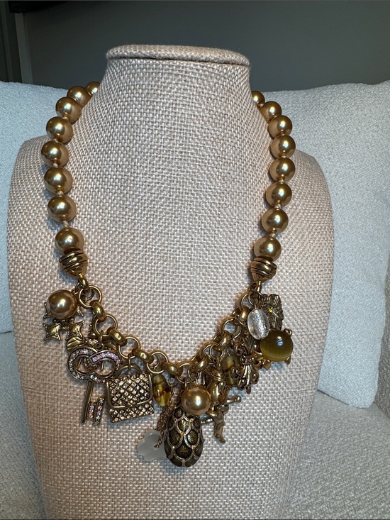 Jewelry - Gold-Tone Charm Pearl Statement Necklace - Women's Jewelry